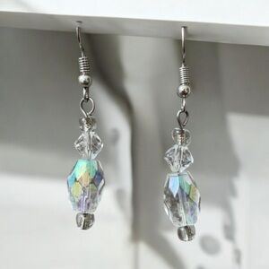 AB Glass Bead Earrings | Clear And AB Glass Handmade Earrings